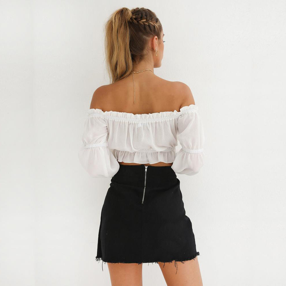 Solid Color Irregularity Zipper Skirt