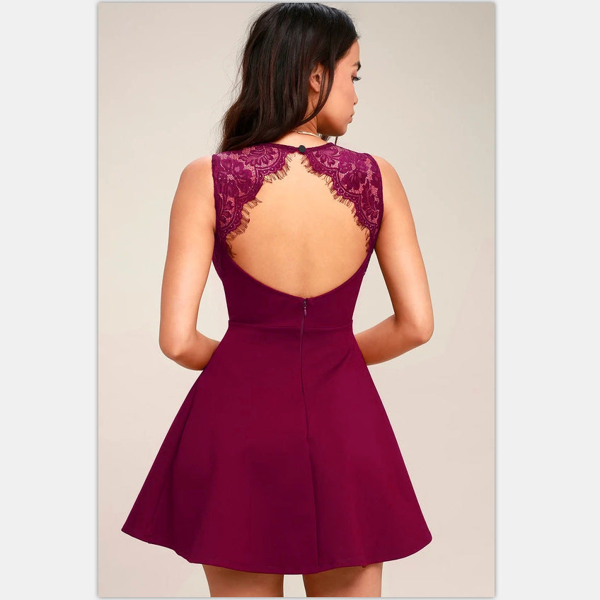 Sexy Lace Sleeveless Zipper Dress