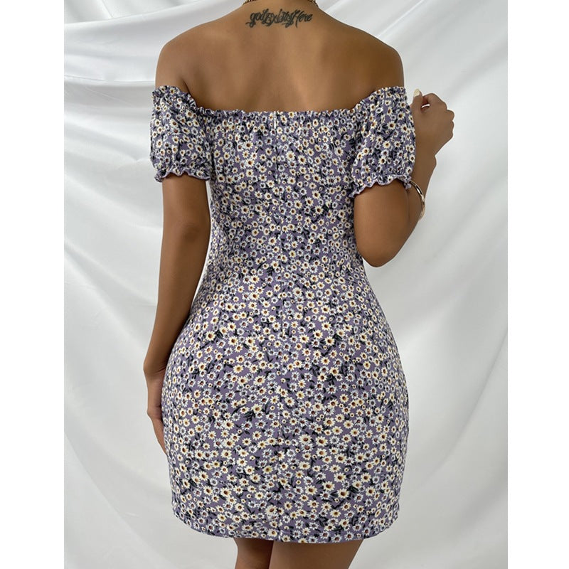 Print Temperament Floral Sling Backless Dress