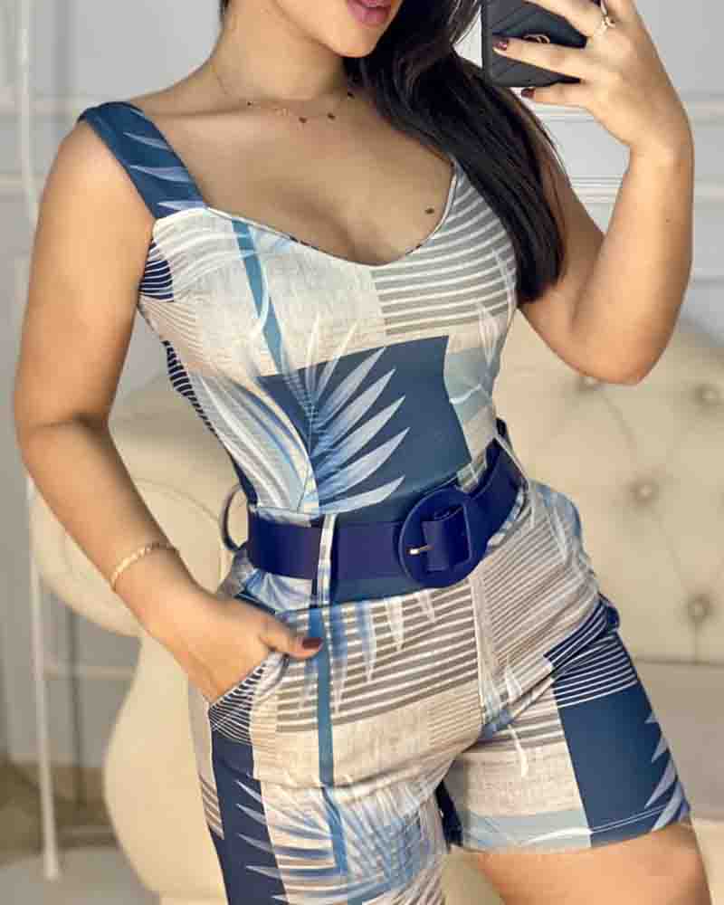 Women'S Printed Sling Skinny Sleeveless Jumpsuit