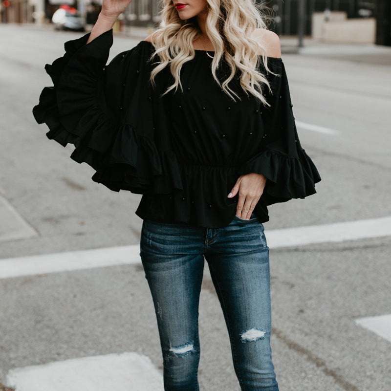 Solid Color Women's Long Sleeve Black T-Shirt