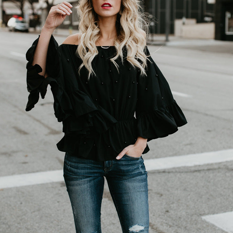 Solid Color Women's Long Sleeve Black T-Shirt