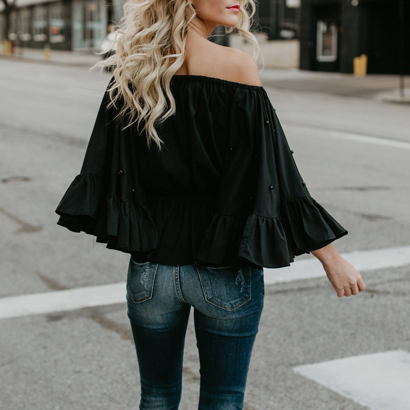 Solid Color Women's Long Sleeve Black T-Shirt