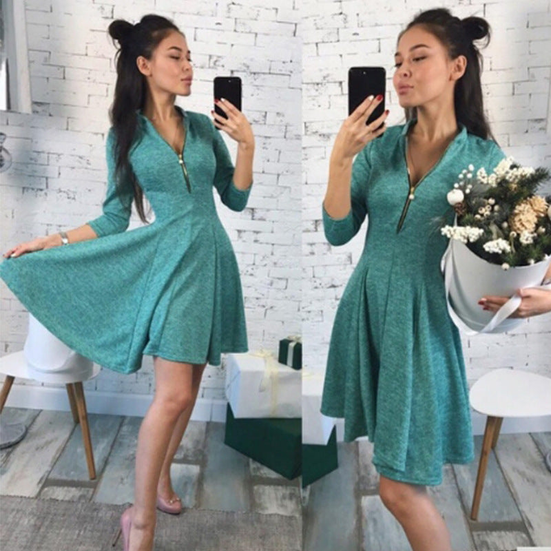 Women Sexy Zipper Dress