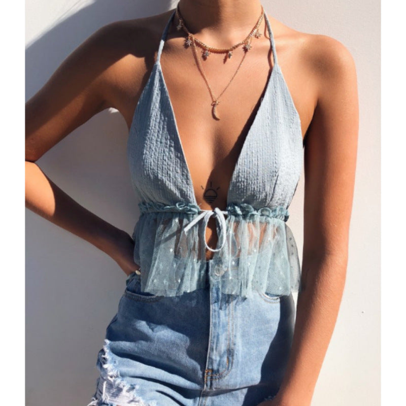 Fashion Sling Sexy V-Neck Halter Top