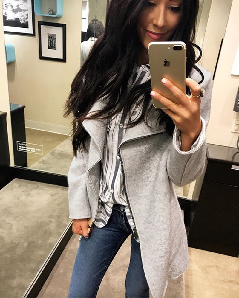 Women'S Fashion Irregular Zipper Jacket