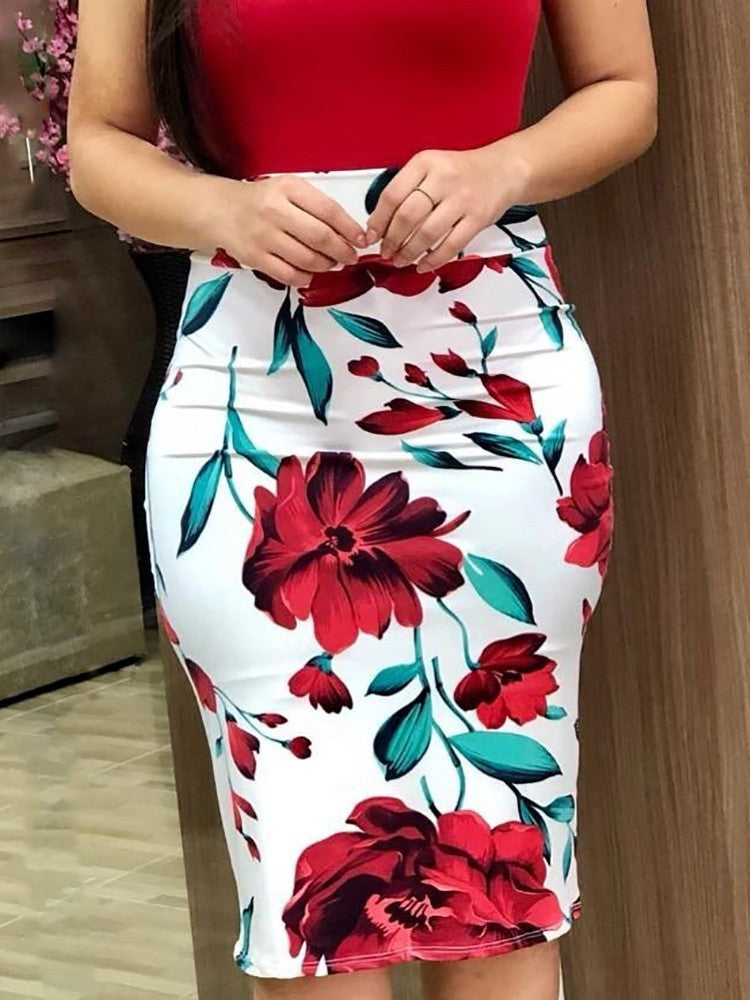 Women'S Print Short Sleeve Hip Dress