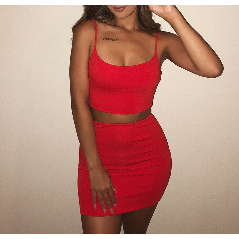 Women Slim Sexy Two-Piece Sling Bag Hip Dress