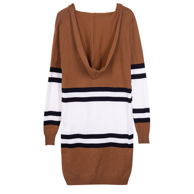 Long Sleeve Women'S Knit Hooded Cardigan Coat