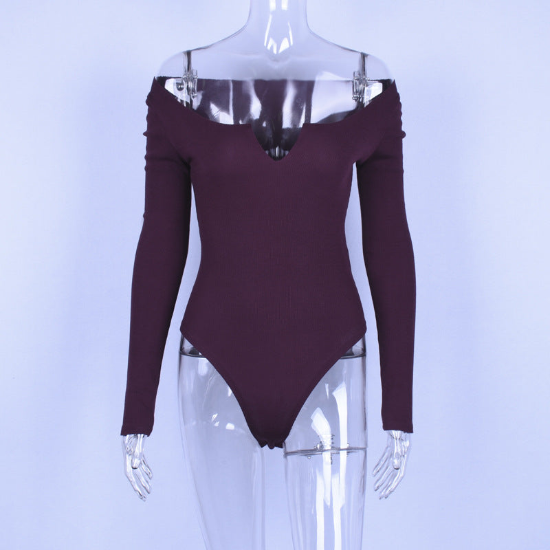 Slim V-Neck Long Sleeve Jumpsuit