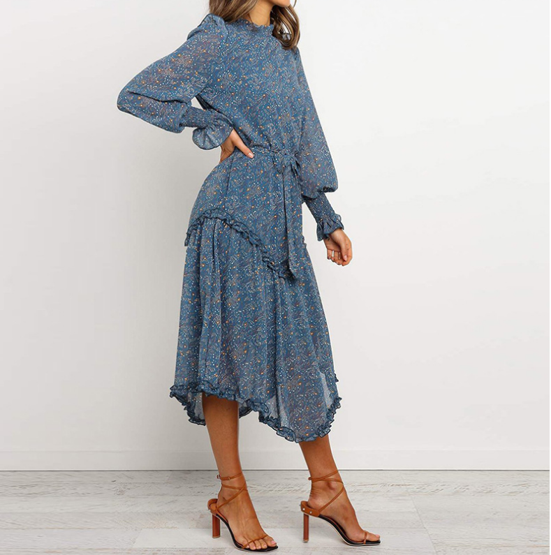 Sweet Print Long Sleeve Dress