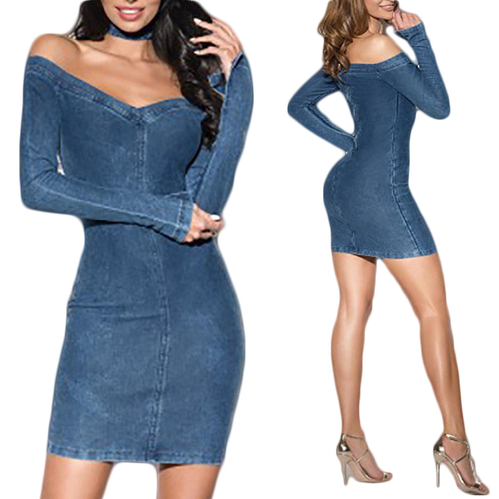 Slim Women High-Waisted Long-Sleeved Dress