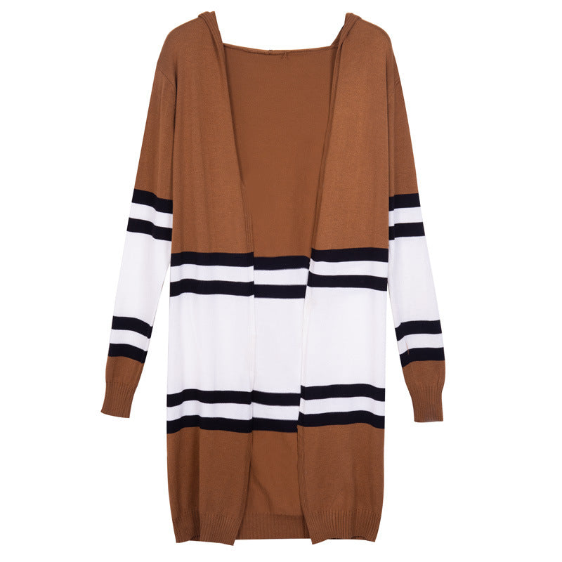 Long Sleeve Women'S Knit Hooded Cardigan Coat