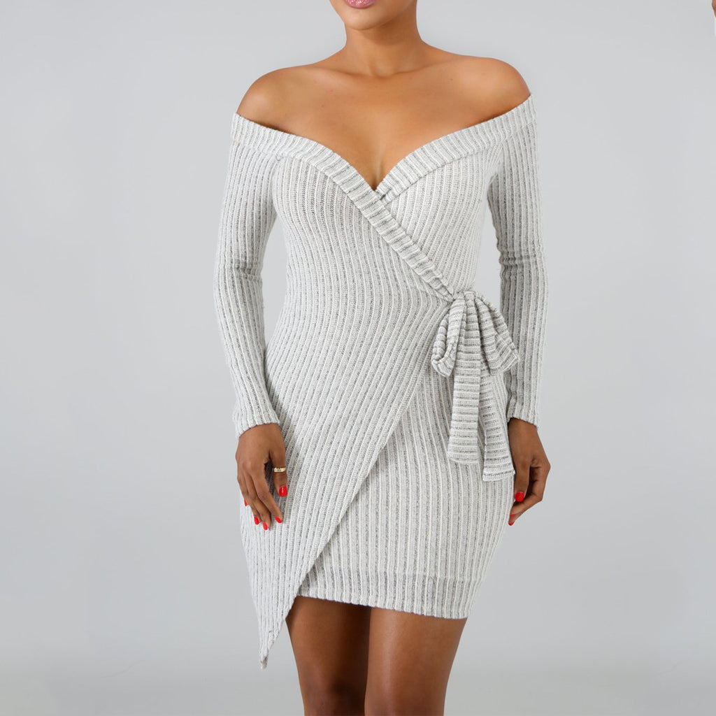 Sexy Strapless Long-Sleeved Package Hip Dress