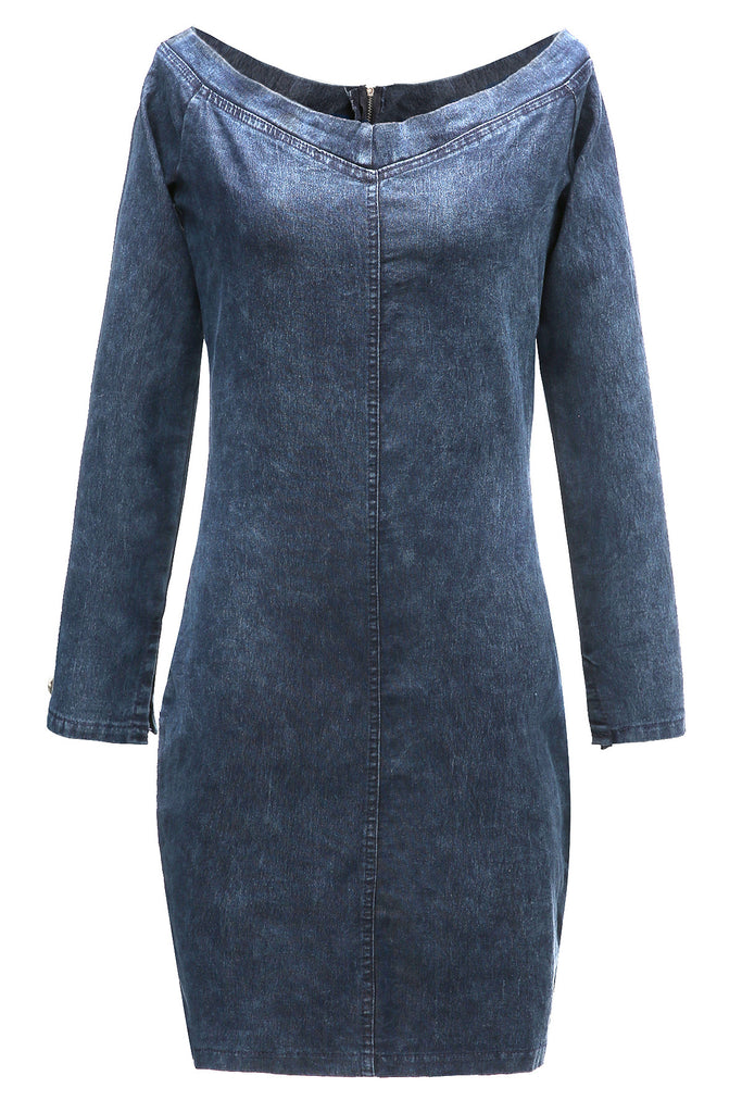 Slim Women High-Waisted Long-Sleeved Dress
