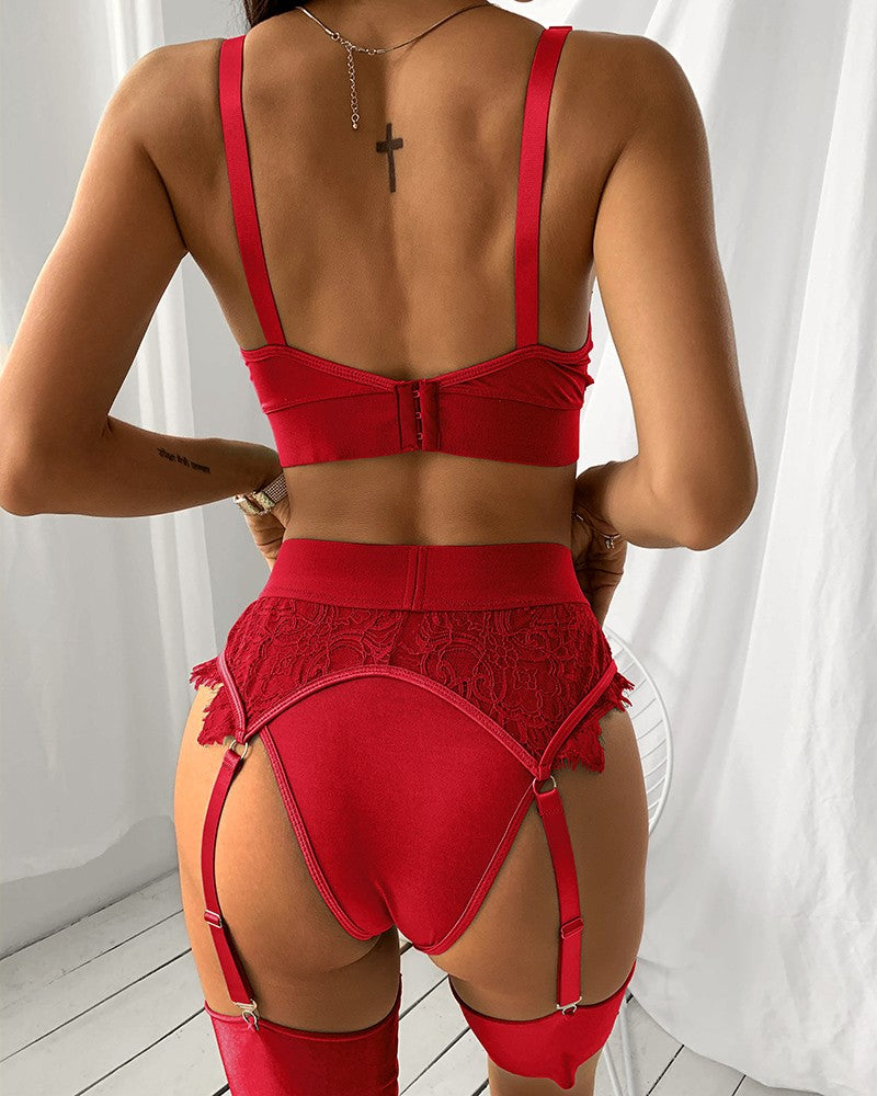 Cute Lace Splicing Sexy Lingerie Set