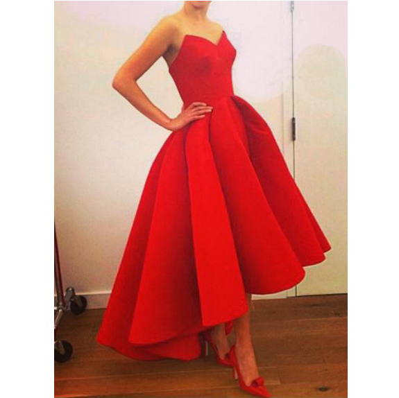 FASHION RED TALL WAIST SLEEVELESS DRESS