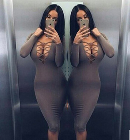 Sexy package hip Long-sleeved dress