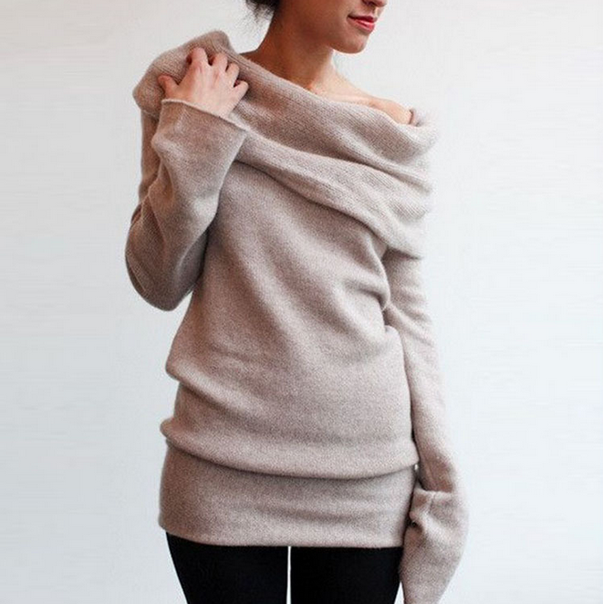 LOOSE LONG-SLEEVED KNIT SWEATER