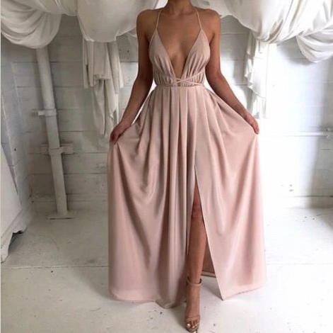 Fashion Sexy Solid Color Sling Sleeveless Dress