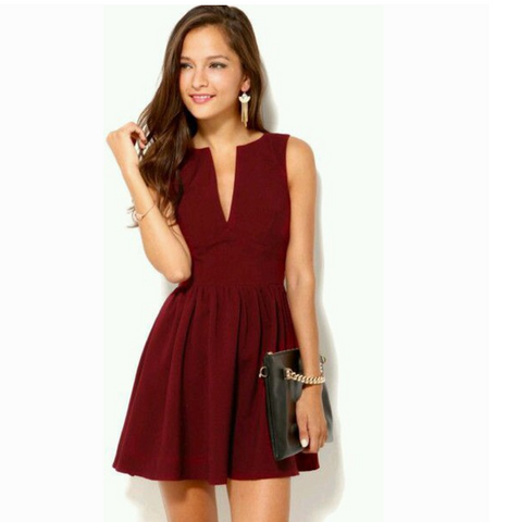 Fashion Sexy Solid Color Sling Sleeveless Dress