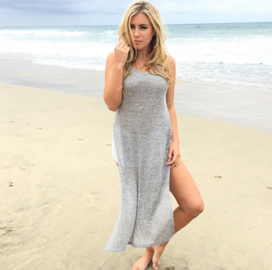 Fashion round neck stitching sleeveless dress