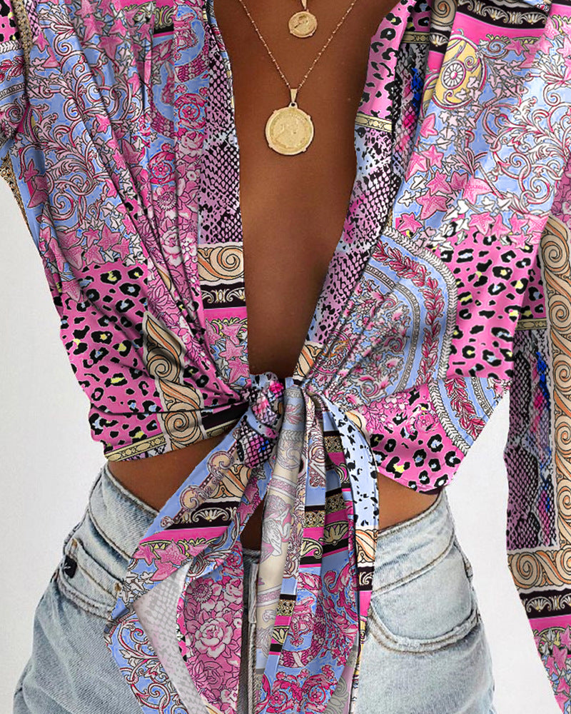 Long Sleeve Fashion Sexy Print Shirt