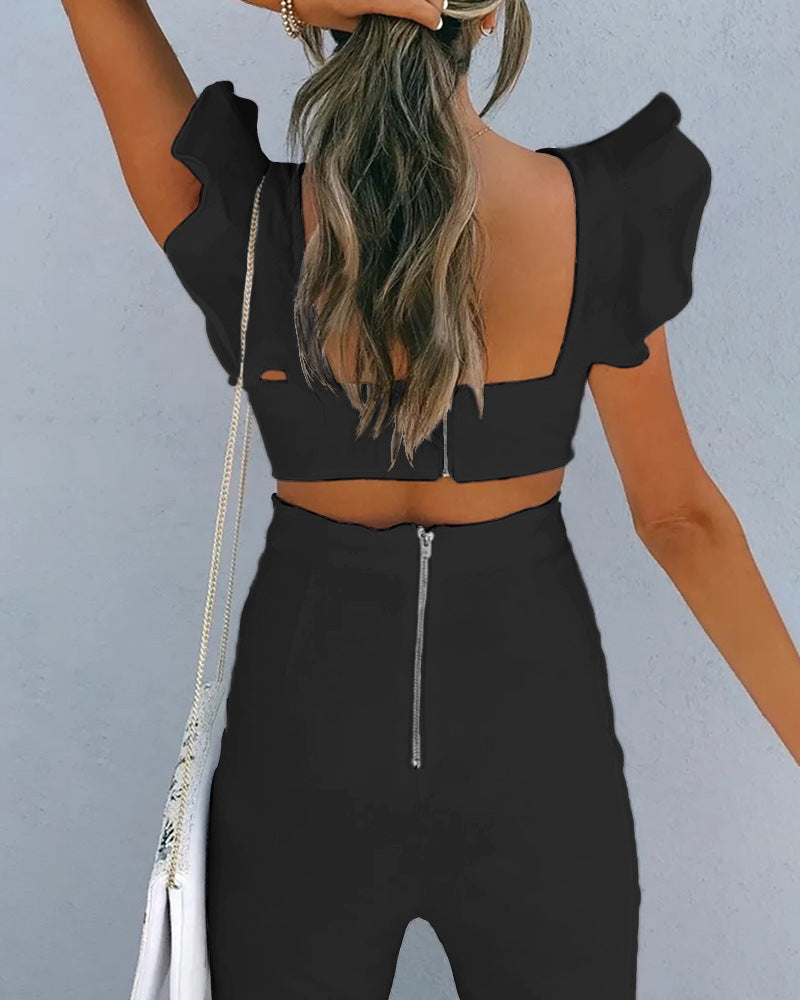 Solid Color Women Sleeveless Jumpsuit