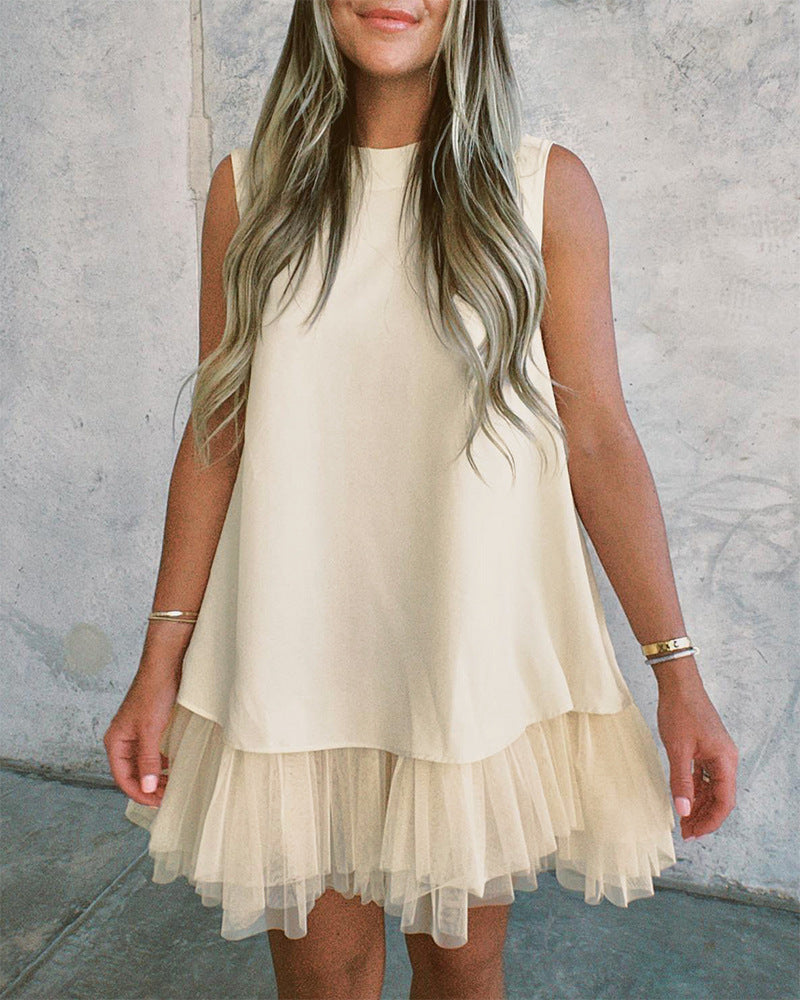 Fashion Sexy Round Neck Sleeveless Mini Dress