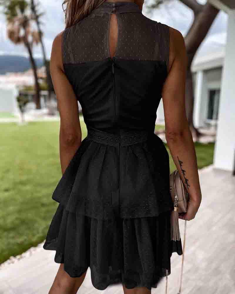 Lace Stitching Mesh Sleeveless Dress