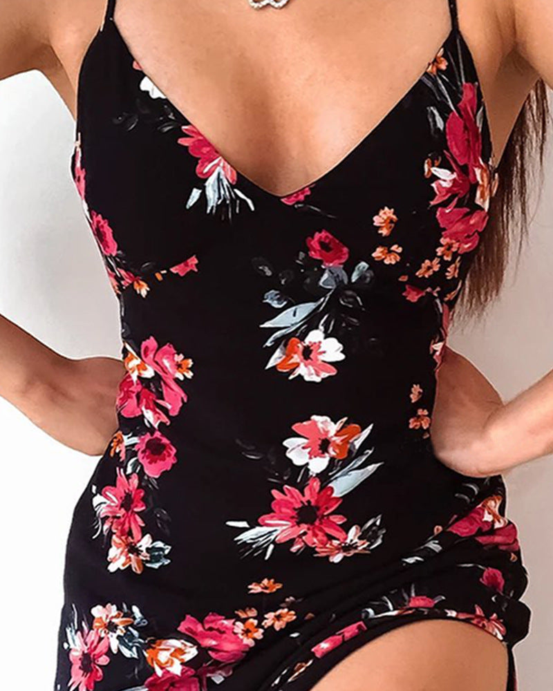 Sling Sexy Print Skinny Sleeveless Dress