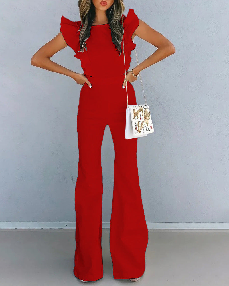 Solid Color Women Sleeveless Jumpsuit