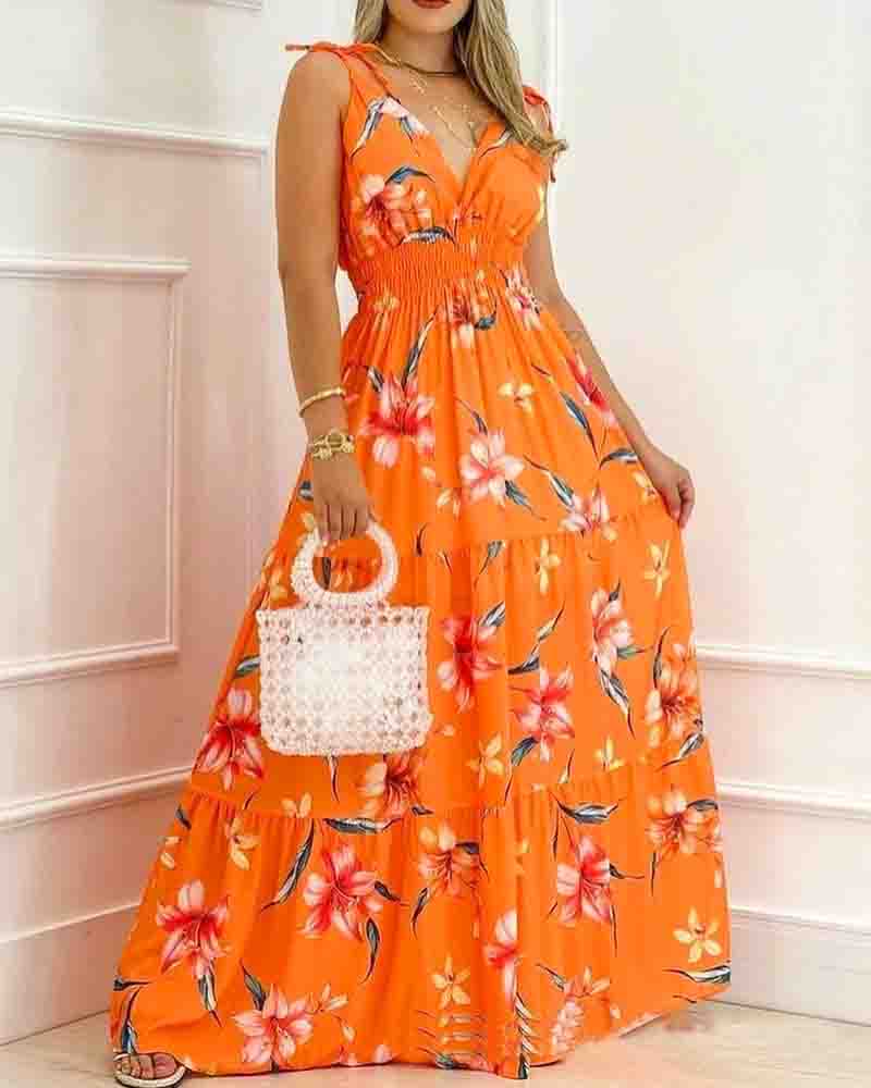 Fashion Sexy Sleeveless Print V-Neck Dress