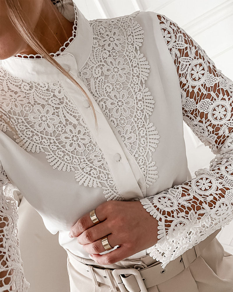 Fashion Sexy Lace Long Sleeve Shirt