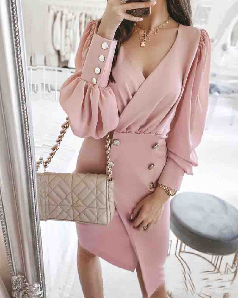 V-Neck Sexy Long Sleeve Dress
