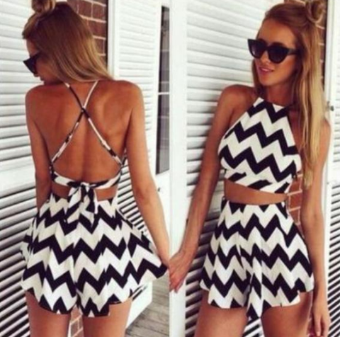 Sexy printed sling Two-piece dress