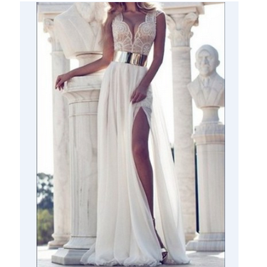 Fashion V-Neck Sleeveless Lace Dress