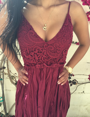 Fashion Sexy V-neck lace stitching chiffon dress