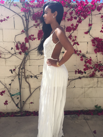 Fashion Sexy V-neck lace stitching chiffon dress