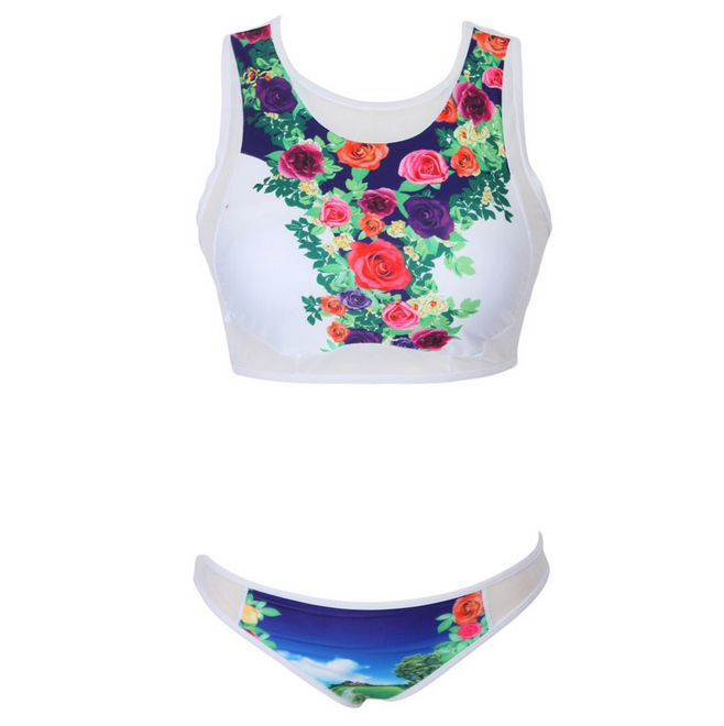 Fashion split Printing two-piece beach bikini