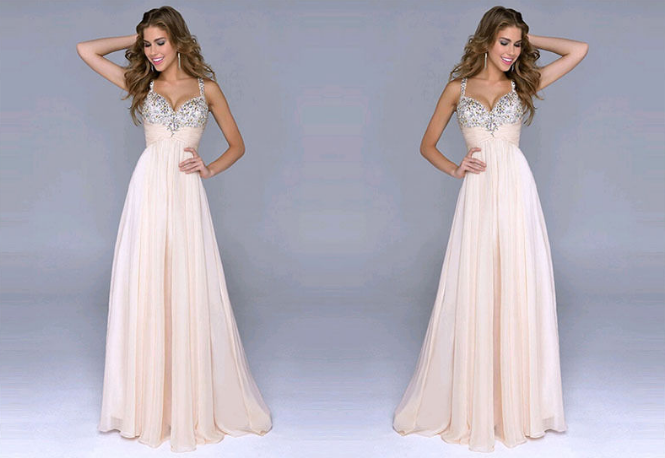 Sweet Chiffon Sequined V-Neck Sling Princess Dress