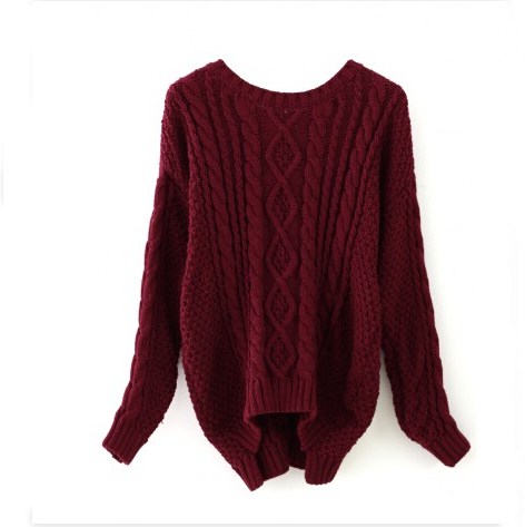 Fashion embroidery round neck sweater