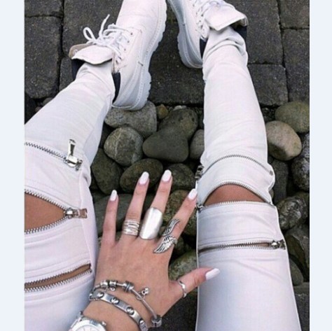 Tight Casual Design White Pants