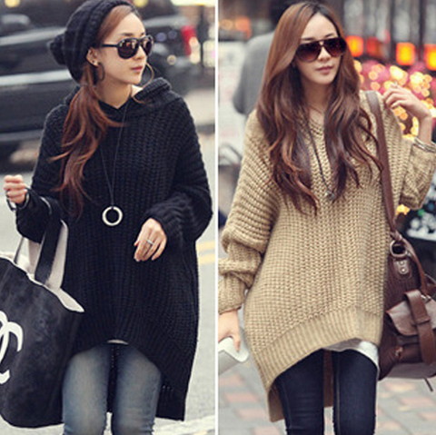 Design round neck long-sleeved knit sweater