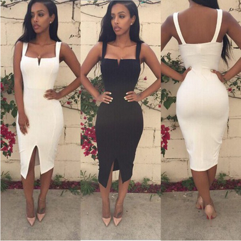 Fashion Sexy Solid Color Sling Sleeveless Dress