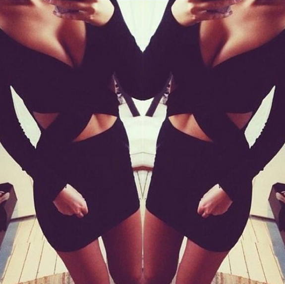 Sexy V-Neck Long-Sleeved Dress