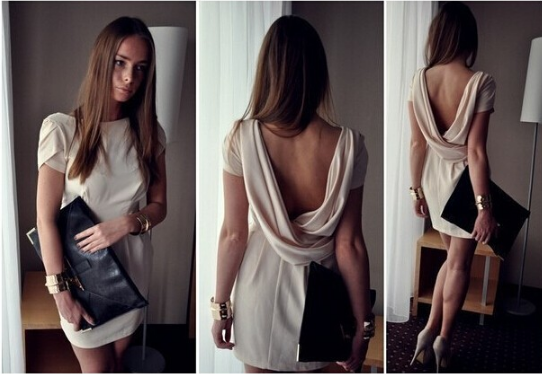 Sexy round neck short-sleeved dress