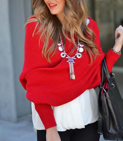Loose Strapless long-sleeved sweater