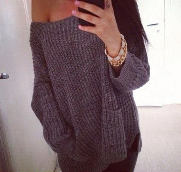 Casual long-sleeved knit sweater