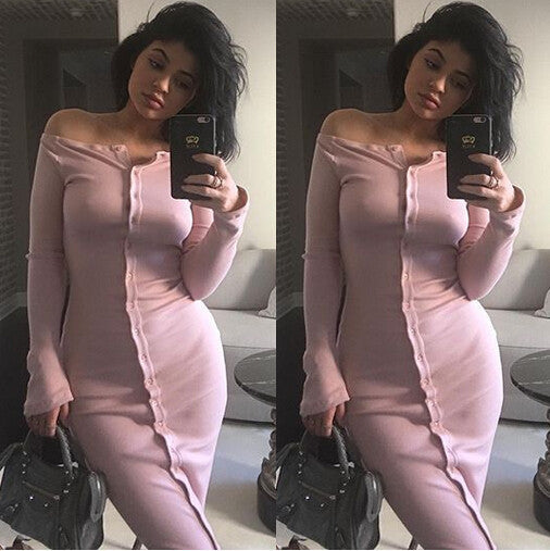 FASHION SEXY LONG-SLEEVED KNIT DRESS